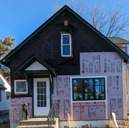 home undergoing insulation project