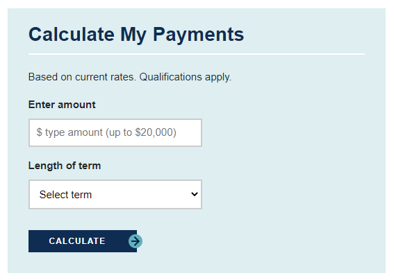 loan calculator preview