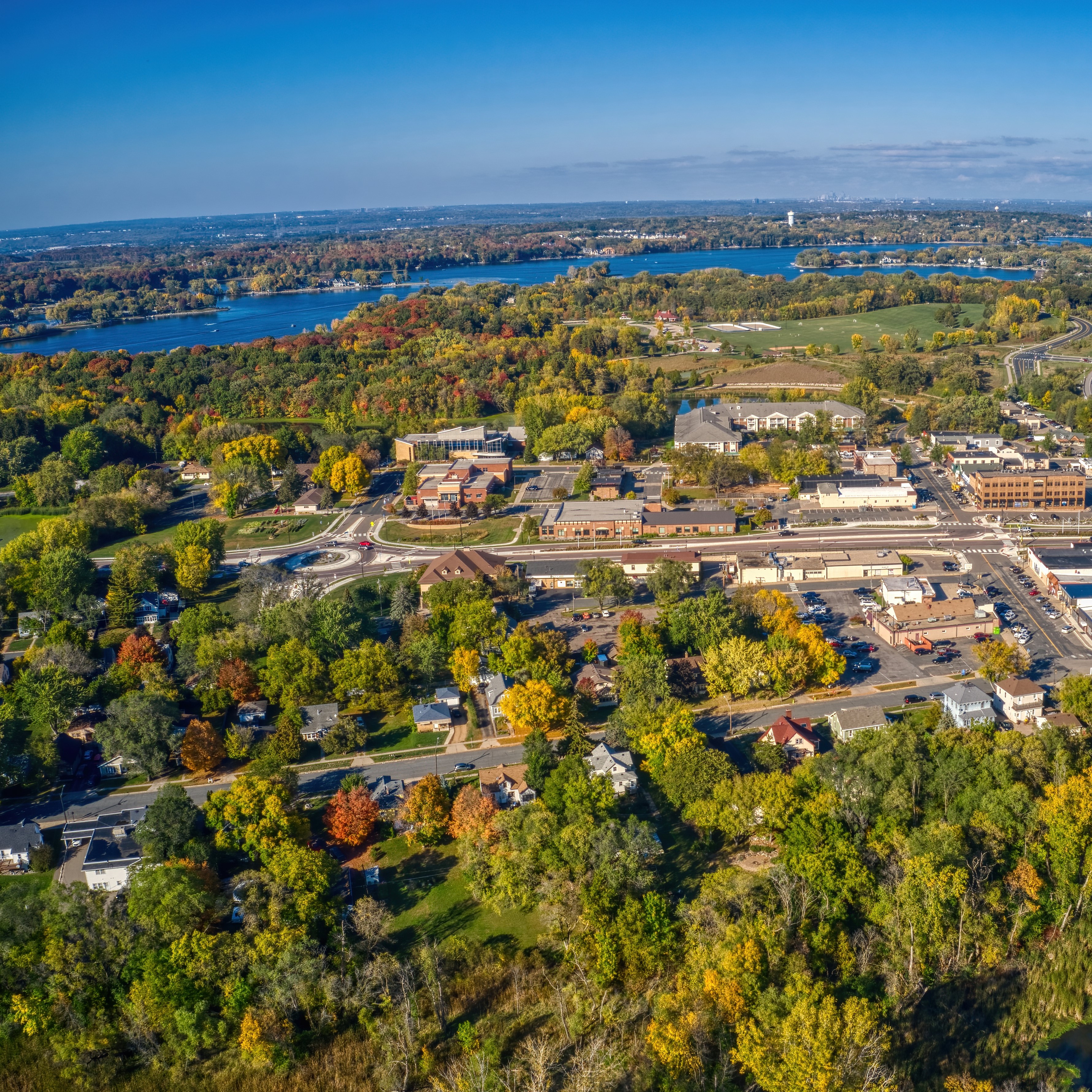 aerial view of Twin Cities residential neighborhood