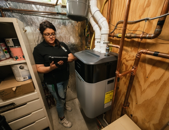 heat pump and boiler with technician