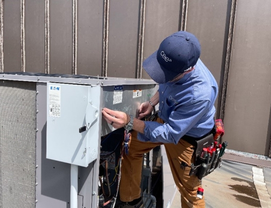 man working on commercial HVAC