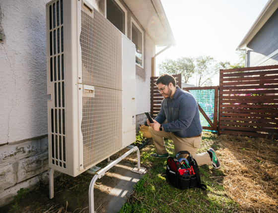 CEE staff working on air source heat pump