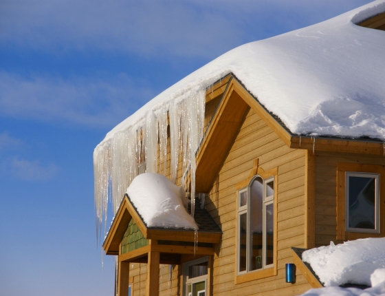 House with an ice dam