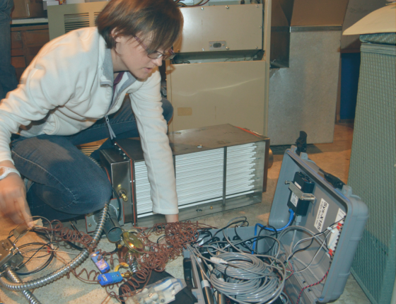 Women working with monitoring equipment