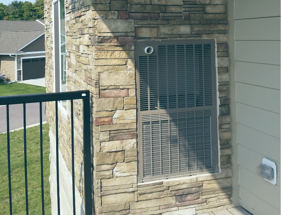 Close up of a through the wall AC Furnace