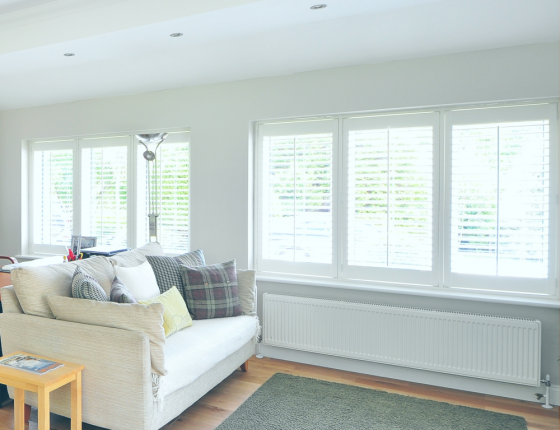 White living room with lots of windows