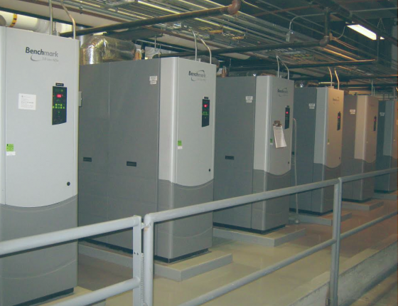 line up of commercial boilers