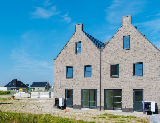 rural contemporary home with air source heat pump units
