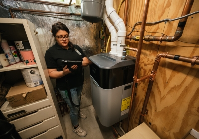 heat pump and boiler with technician