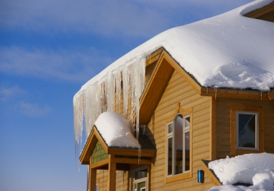 House with an ice dam