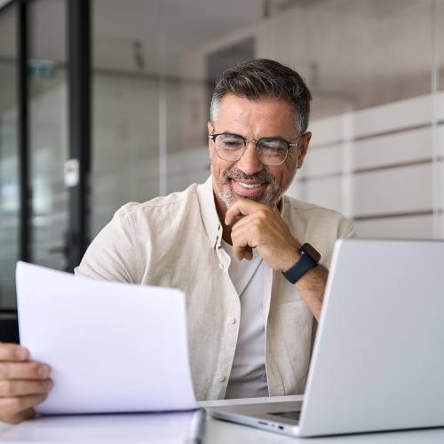 Person looking at utility bill