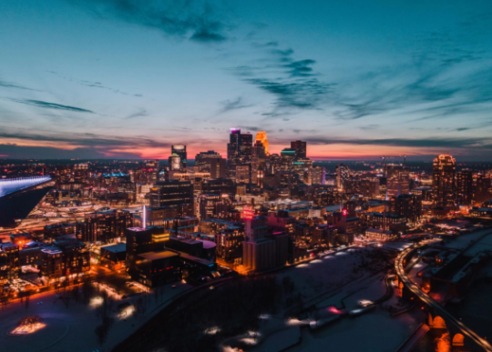 aerial shot of Minneapolis 