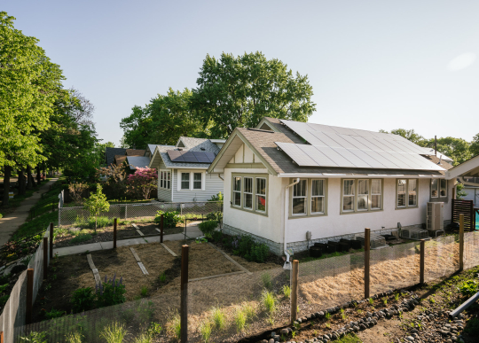 home with solar panels on roof