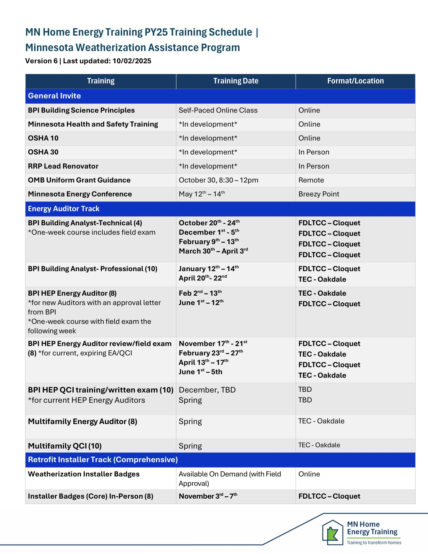 course calendar schedule