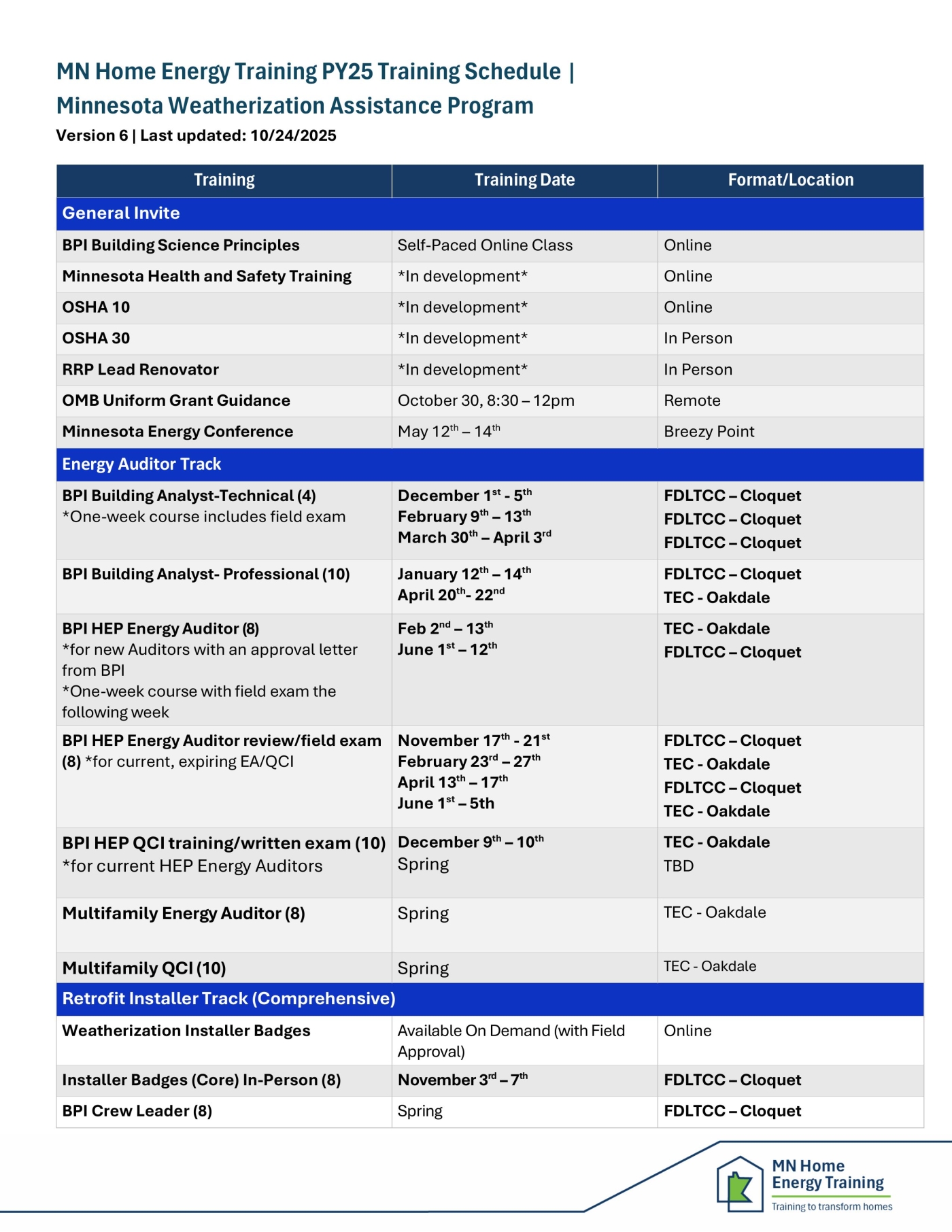 course calendar schedule