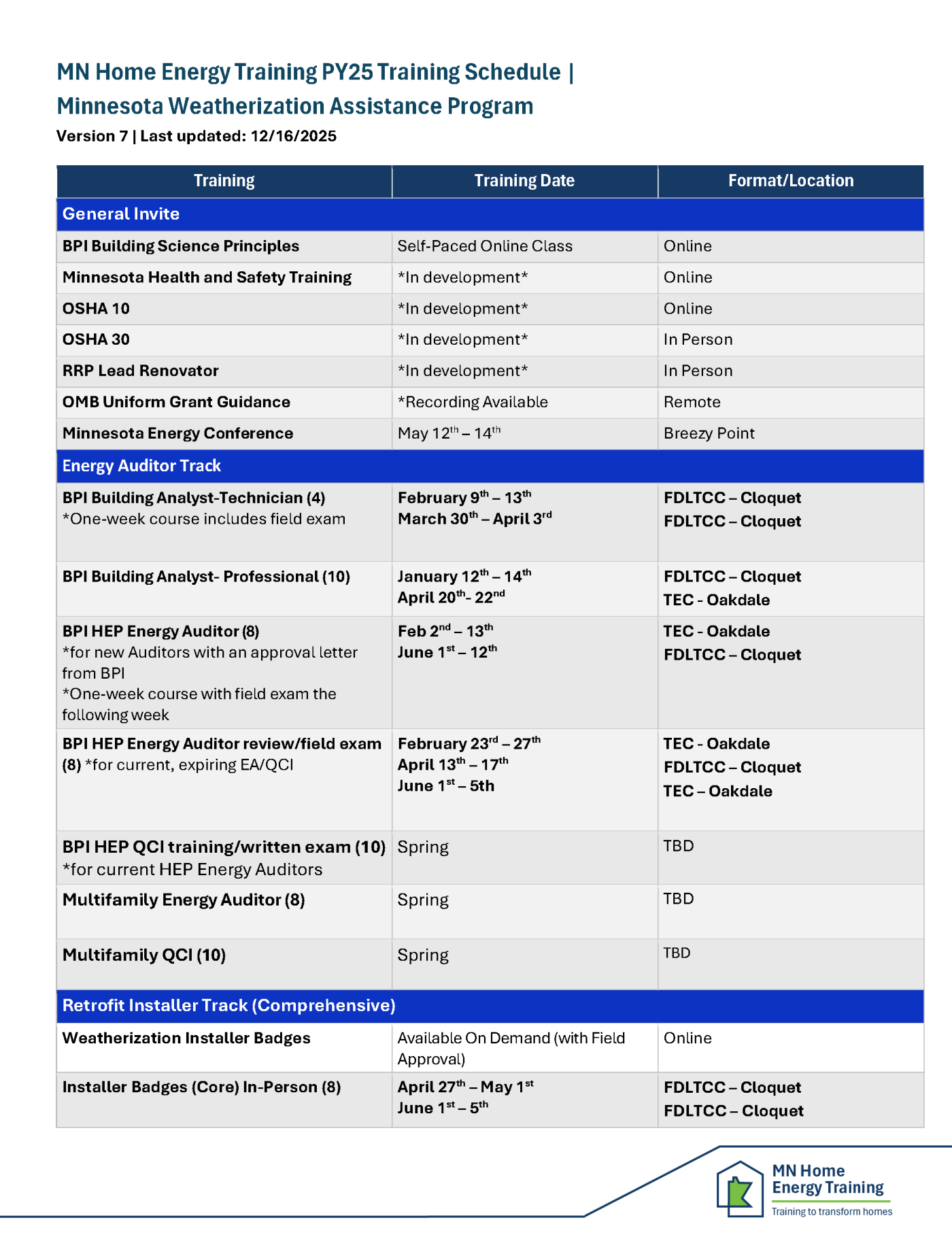 course calendar schedule