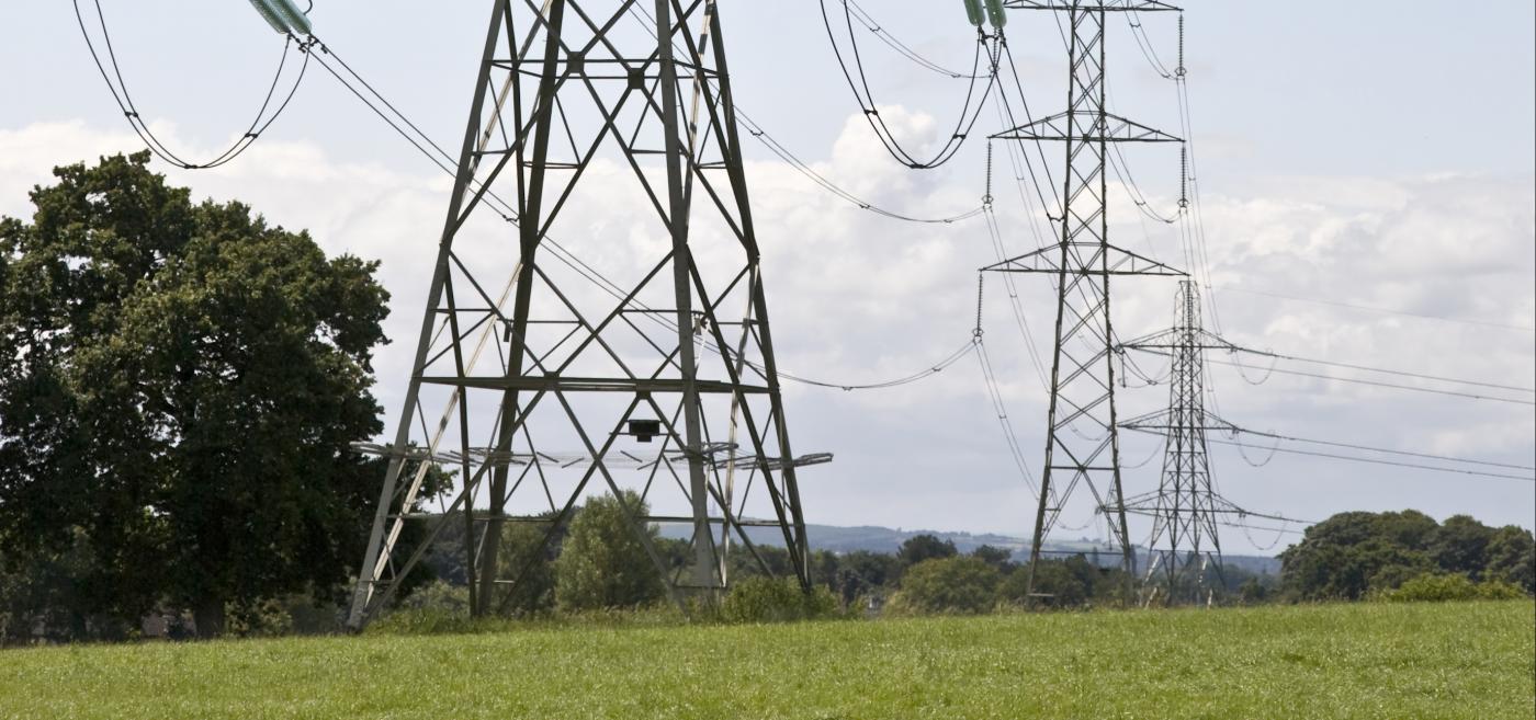 power lines in a field