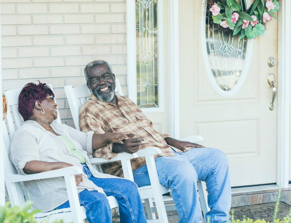 senior couple on porch