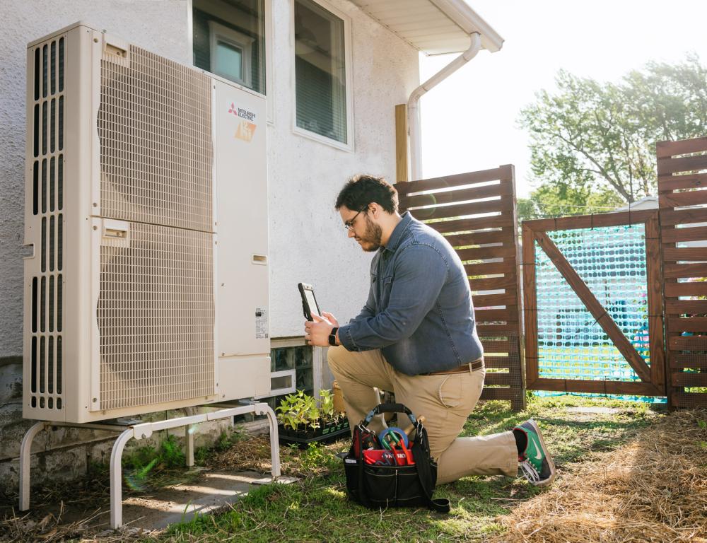 person with heatpump