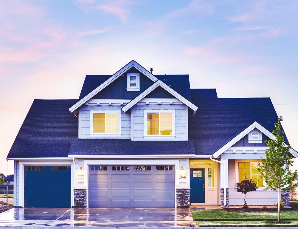 house at dusk