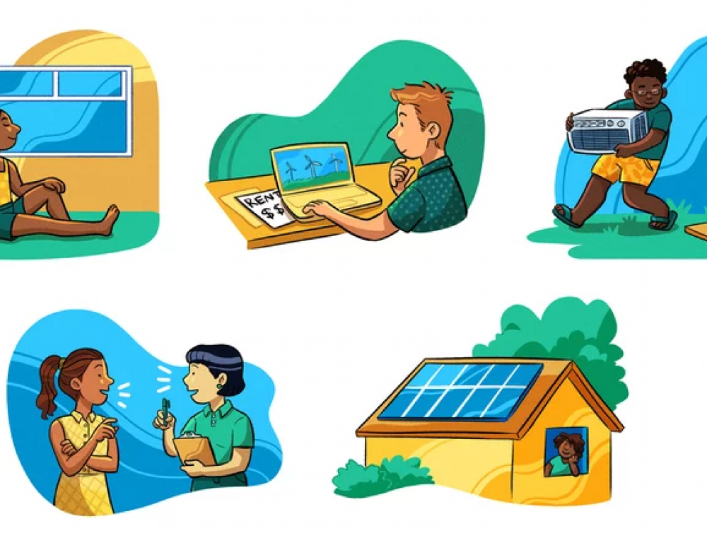 cartoon graphic of energy efficiency