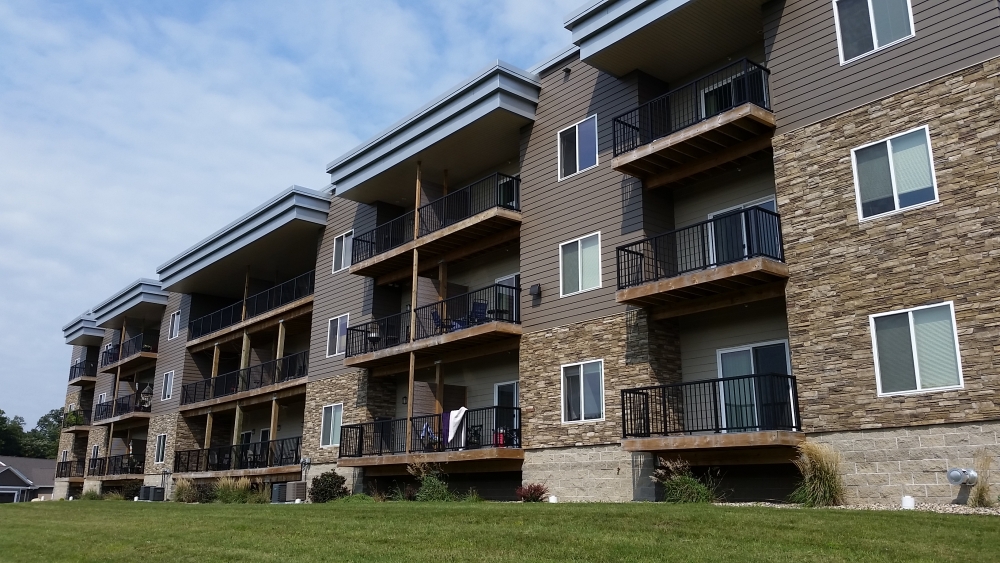 Apartment building with balconies