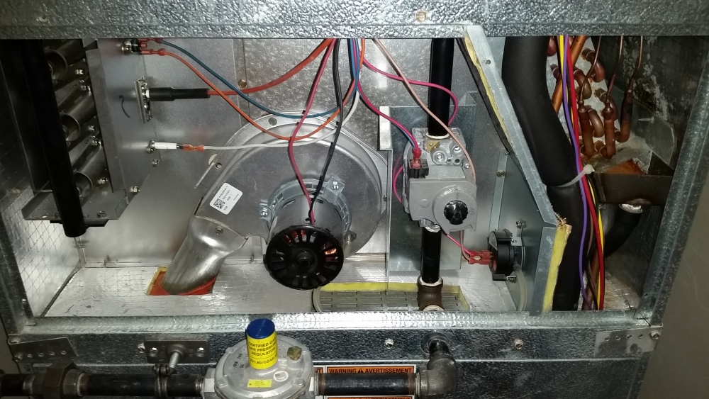 Wiring set up of a through the wall condensing AC/furnace.