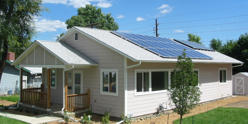 home with solar panels 