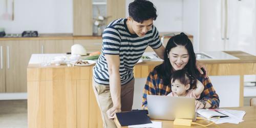 family at computer