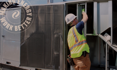 HVAC technician at job site