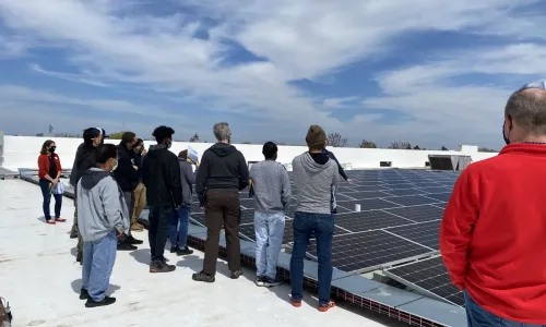 Students learning about solar panels