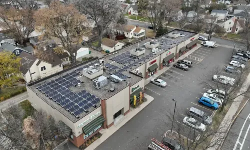 Solar panels atop a building in St. Louis Park. Photo courtesy of St. Louis Park.