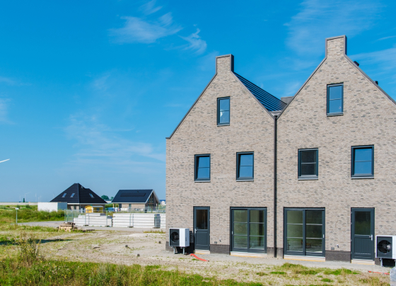 rural contemporary home with air source heat pump units